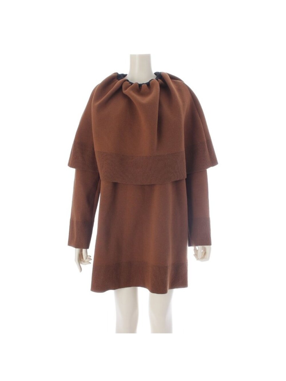 Celine Phoebe Philo Era Wool Layered Cape Color Knit Top Pullover 2 Brown XS